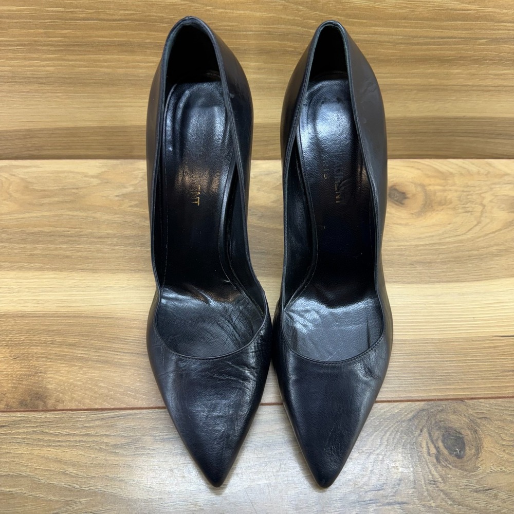 Saint Laurent Paris Pointed Toe Pumps Heel 7 EU 37 Black Leather Formal Business - Picture 6 of 10